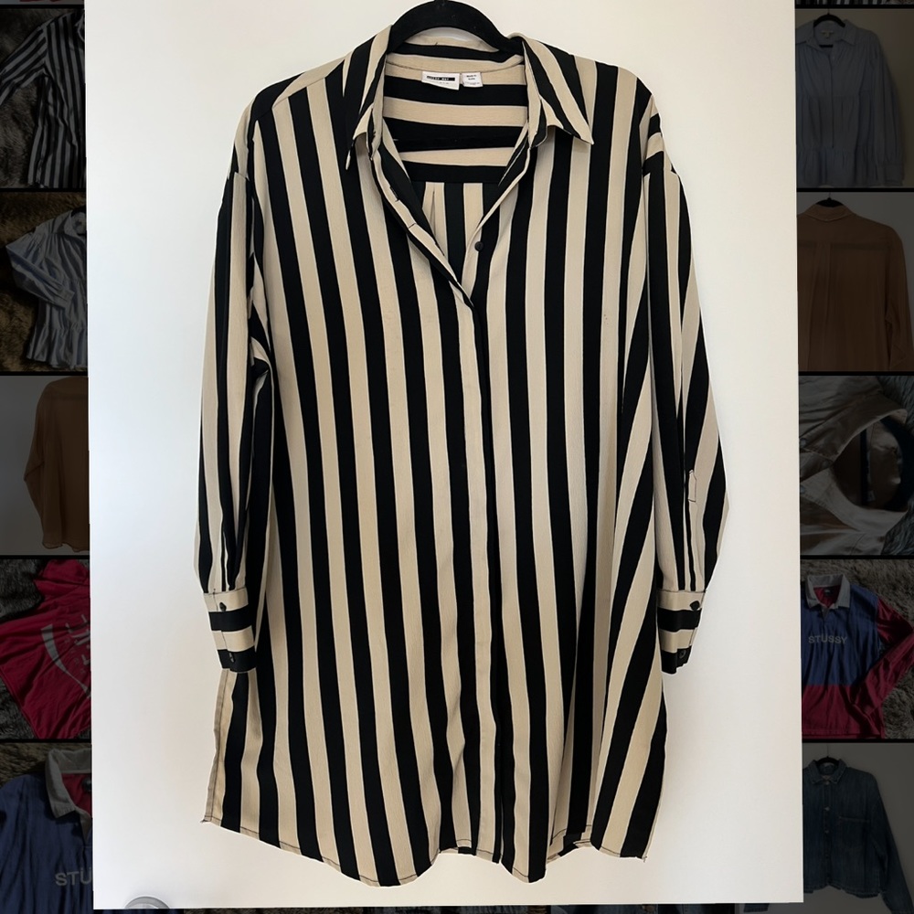 Noisy May striped button-up shirt